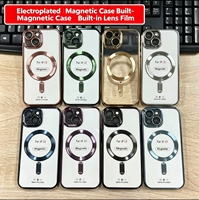 Coque de téléphone magnétique transparente électroplaquée avec logo personnalisé et protection d'objectif pour iPhone 17 16 15 14 Pro Max XS XR Mini Plus