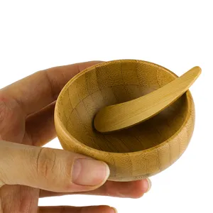 Logotipo personalizado mini DIY cuidado de la piel cara máscara de arcilla cuchara herramienta espátula de bambú de madera