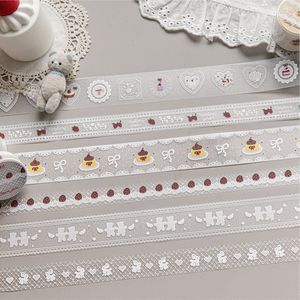 1 rollo de cinta de PET con encaje hecho a mano, material creativo y bonito, pegatina decorativa para diario de tienda de campaña DIY hecha a mano para niños - Product Image 1
