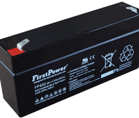 Batería sin mantenimiento FirstPower FP632 6V 3.2Ah, batería recargable VRLA para UPS, luces de advertencia y equipos de monitoreo