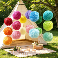 Lanterne ronde en pompons colorés durables EAST TERN de 12 pouces, faite à la main en papier de soie avec franges, pour la décoration de plafond, de pièce, de fête en plein air