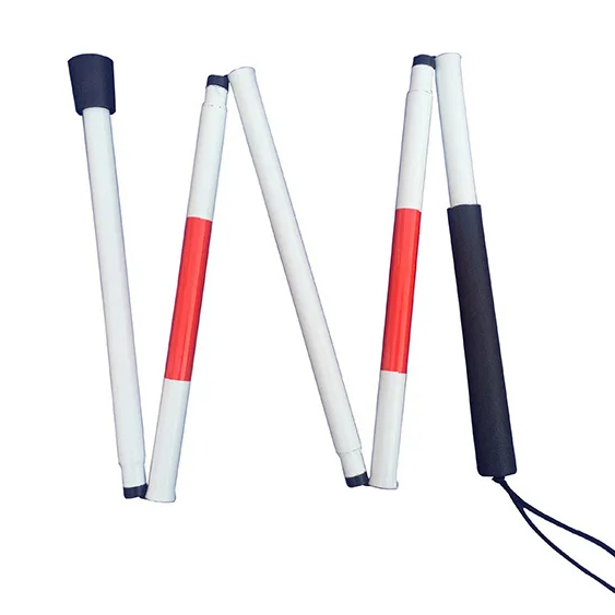 4 Sections Foldable Aluminum Walking Stick White Cane for the Blind