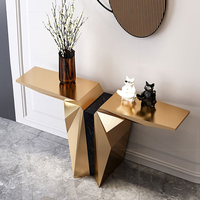 Table d'entrée d'entrée de luxe 3D Italie design haute qualité table console en acier inoxydable brossé or rose