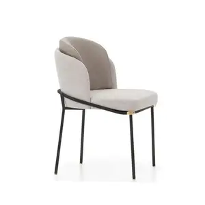 Modern kadife kumaş yemek seti 8 sandalye ile yemek masası metal yemek mobilyaları sandalye