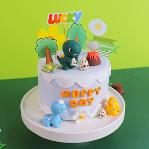 Pequeño animal suave goma muñeca ornamento Jurásico dinosaurio tema pastel decoración dibujos animados niños pastel Topper proveedores - Product Image 2