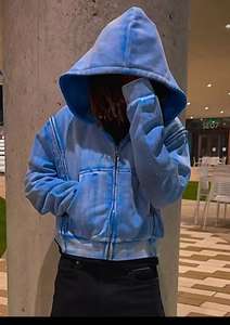 Sweat à capuche pour homme, personnalisé OEM, en coton, délavé à l'acide, vintage, lourd, double ou triple couche, avec manches amovibles et <span class=keywords><strong>fermeture</strong></span> <span class=keywords><strong>éclair</strong></span> - Product Image 4