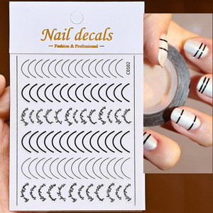 Autocollants 3D à rayures courbes pour ongles, motif rose doré, bandes géométriques pour manucure, vente chaude - Product Image 6