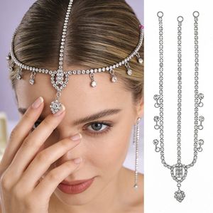 Hot Sale Elegant Silver Crystal Forehead Chain <strong>Headpiece</strong> Sparkling Bridal Maang <strong>Tikka</strong> for Bride Wedding Jewelry - Product Image 1