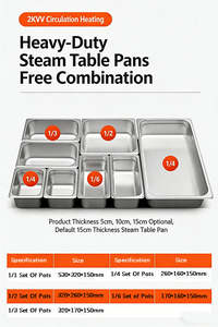 Bain-marie électrique commercial de comptoir 1,5 kW à deux rangées et quatre bacs pour buffet - Product Image 6