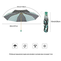 Parapluie pliant à 3 volets de qualité supérieure, bicolore, avec impression intégrale du logo et poignée transparente verte, vente en gros