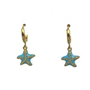 Pendientes de Moda con Forma de Estrella, Esmalte Azul, Chapado en Oro, Acero Inoxidable 316L, Joyería Sostenible y Resistente - Product Image 1