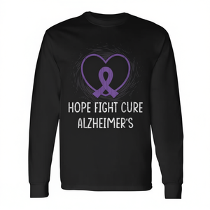 T-shirt a maniche lunghe con grafica viola per la consapevolezza sulle malattie da Alzheimer, Hope Fight Cure - Product Image 2