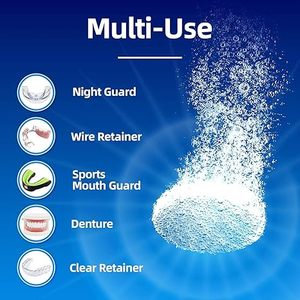 Comprimés nettoyants dentaires effervescents polyvalents, compatibilité étendue pour les appareils de rétention, les aligneurs, les prothèses dentaires et les protège-dents - Product Image 5