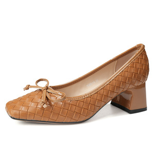 Escarpins Mary Jane à bout carré et talon bloc avec nœud décoratif, talon moyen, confortables, couleur unie, chaussures pour femmes - Product Image 4