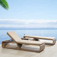 Chaise longue moderne en rotin tressé imperméable pour usage extérieur, balcon, cour, piscine, plage, terrasse, transat
