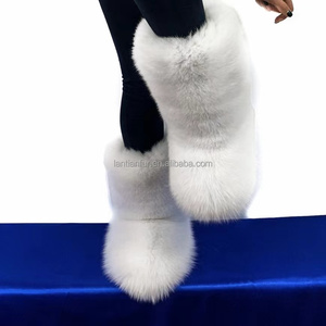 Girls Fluffy Fox Fur Boots <strong>Winter</strong> Woman Plush <strong>Warm</strong> Snow <strong>Bootas</strong> Luxury Footwear Furry Fur Boots - Product Image 5