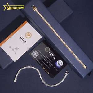 Бижутерия из США, 3 мм, браслет из муассанита, Теннисный Браслет круглой огранки, серебряный браслет с бриллиантами в стиле хип-хоп, 925 - Product Image 4