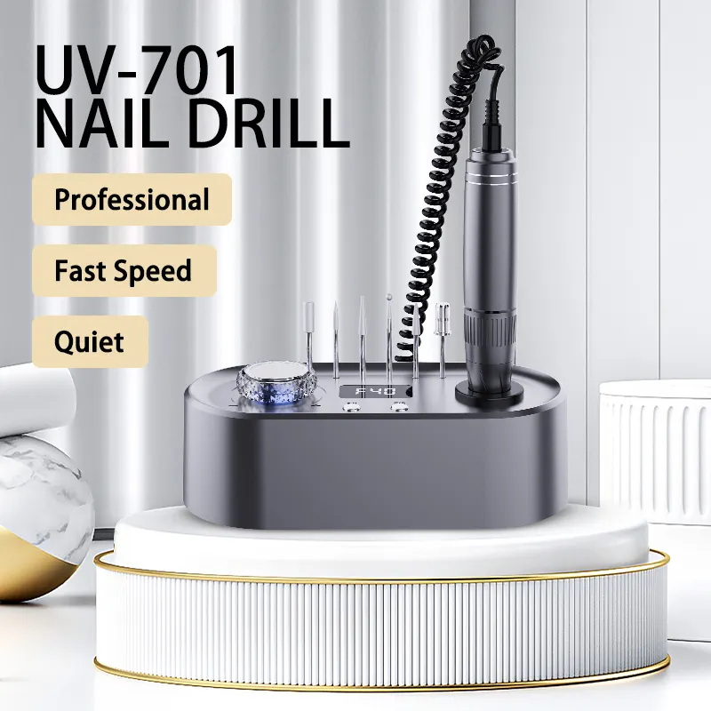 UV-701 Efile bor kuku elektrik 35000 RPM, mesin manikur pedikur profesional portabel untuk Gel akrilik