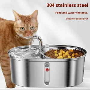 Double <strong>Bowl</strong> Design Food Grade 304 Stainless Steel Eco-friendly Pet Water Bottles Dispenser and Food <strong>Bowl</strong> for Cat <strong>Dog</strong> Indoor Use - Product Image 5