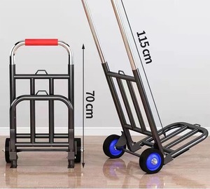 Petit chariot pliant pour courses domestiques, chariot léger pour le transport de bagages, remorque à roulettes portable - Product Image 6