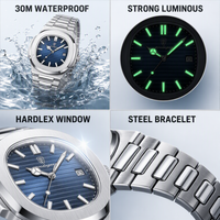 Meilleure Marque Montre Tendance POEDAGAR 613 Montre de Luxe Homme Cadran Carré Lumineux Sport Date Acier Inoxydable Étanche