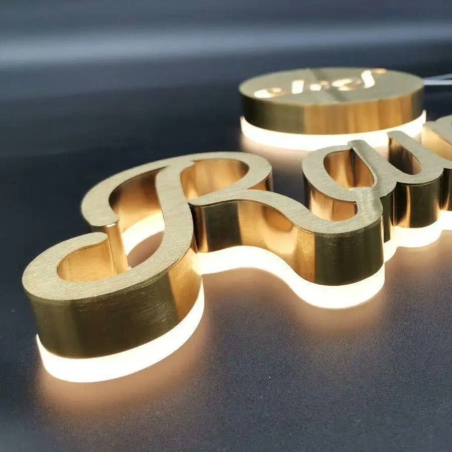 로고 3D 아크릴 간판 조명 알파벳 금속 편지 기호 LED 백라이트 편지