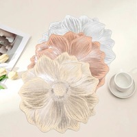 Sous-plat rond antidérapant de luxe en PVC, motif lotus, isolant thermique, épais, lavable, pour hôtel et maison