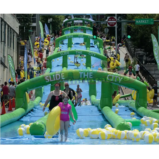 ขายส่ง Commercial ยาวผู้ใหญ่ยักษ์ Tobogan Inflable Bouncer Inflatable สไลด์เมือง