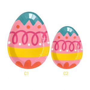 Jialin - Vajilla Desechable de Papel con Diseño de Huevos de Pascua para Fiestas, Decoración de Mesa, Platos, Juegos de Vajilla - Product Image 5