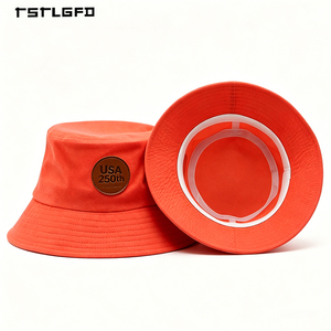 Chapeau Bob Personnalisé avec Logo Couleur Unie, Vente en Gros, Patch Rond en Cuir, 100% Coton, Chapeau de Soleil, Fabricant - Product Image 3