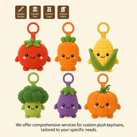 Porte-clés en peluche personnalisés en boîte surprise OEM ODM – 6 porte-clés en peluche légumes (tomate, carotte, maïs, brocoli, aubergine, citrouille) à collectionner