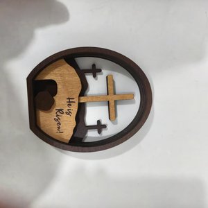 Decorazioni da Tavolo PAFU in Legno con Scena della Resurrezione Cristiana di Pasqua, Tomba Risorto - Product Image 3
