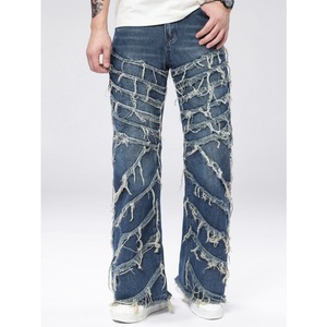 <span class=keywords><strong>Jeans</strong></span> a Zampa d'Elefante Blu Scuro Stile Retrò, Non Elasticizzati, Trendy, con Fodera in Pile, per <span class=keywords><strong>Uomo</strong></span> - Product Image 2