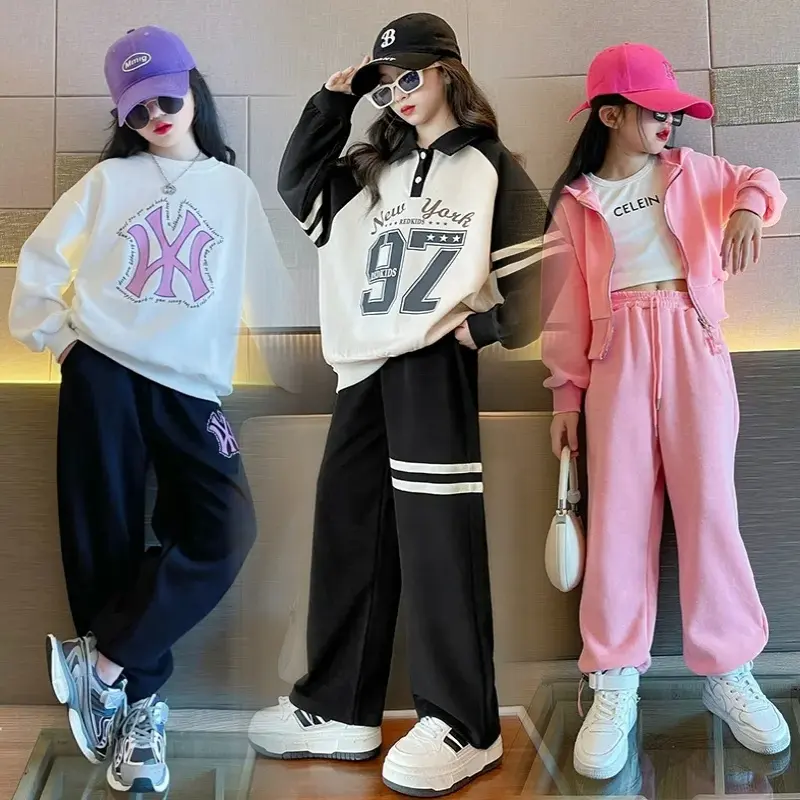 Girls' high-end fashion spring autumn and winter clothes sets 12-year-old girl sports hoodie