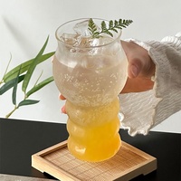 Glazen beker met opdruk, transparant, 'bubble juice'-design, Koreaans, schattig, herbruikbaar, voor koffie, latte, etc., voor cafés.