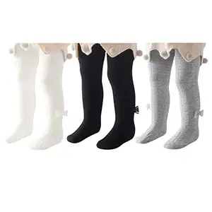 Collants pour bébés filles Collants en coton pour tout-petits Bas pour bébés Collants pour nouveau-nés Leggings à nœuds pour filles