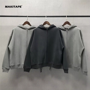 HG3869 Sweat à capuche vintage délavé imprimé pour homme, 100 % coton, coupe courte, en molleton bouclette, pour l'hiver, effet délavé à l'acide, vente en gros - Product Image 1