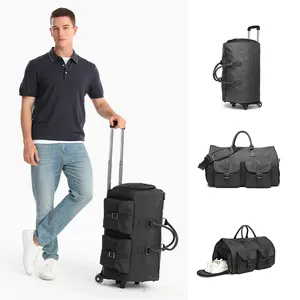 Custom Rolling Duffel Trolley Duffel Bag Luggage Wheels For Travel Grey Duffel Suitcase Travel Bag