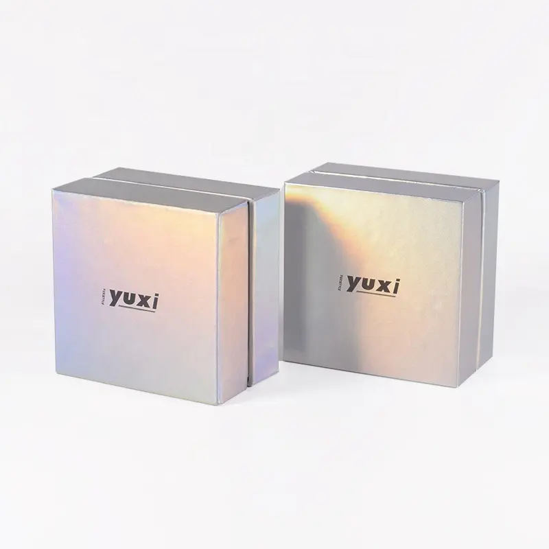 멋진 레이저 종이 상자 홀로그램 선물 포장 상자 무지개 빛깔의 뚜껑 보석 벨벳 포장 상자