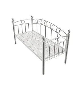 Cheap full size hotel children's bedroom furniture expandable girl metal bedstead forged iron steel children's single bed