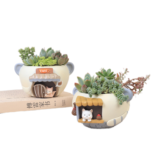 Maceta Pequeña con Diseño Creativo de Gato de Dibujos Animados, para Suculentas, Decoración de Oficina o Balcón, Maceta en Miniatura para Jardinería, OEM ODM - Product Image 5