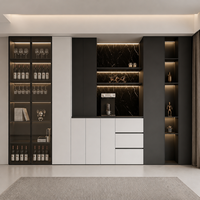 Buffet de salle à manger sur mesure, moderne et luxueux, avec vitrine à vin intégrée, casier à vin et éclairage LED pour la maison
