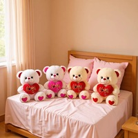 Peluche mignonne en forme de cœur, ours câlin, cadeau d'amour pour la Saint-Valentin, anniversaire, pour petite amie, blanc ivoire