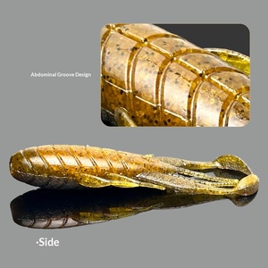 4 leurres souples artificiels en PVC de 80 mm et 8 g, imitation <span class=keywords><strong>crevette</strong></span>, coulants, parfumés au sel, pour la pêche au bar noir - Product Image 3