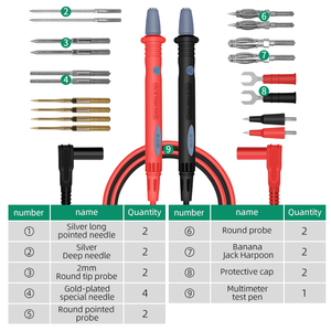 デジタルマルチメータークロコダイルクリップUタイププローブ用の8つの交換可能なプローブマルチメーターテストリードキット - Product Image 6