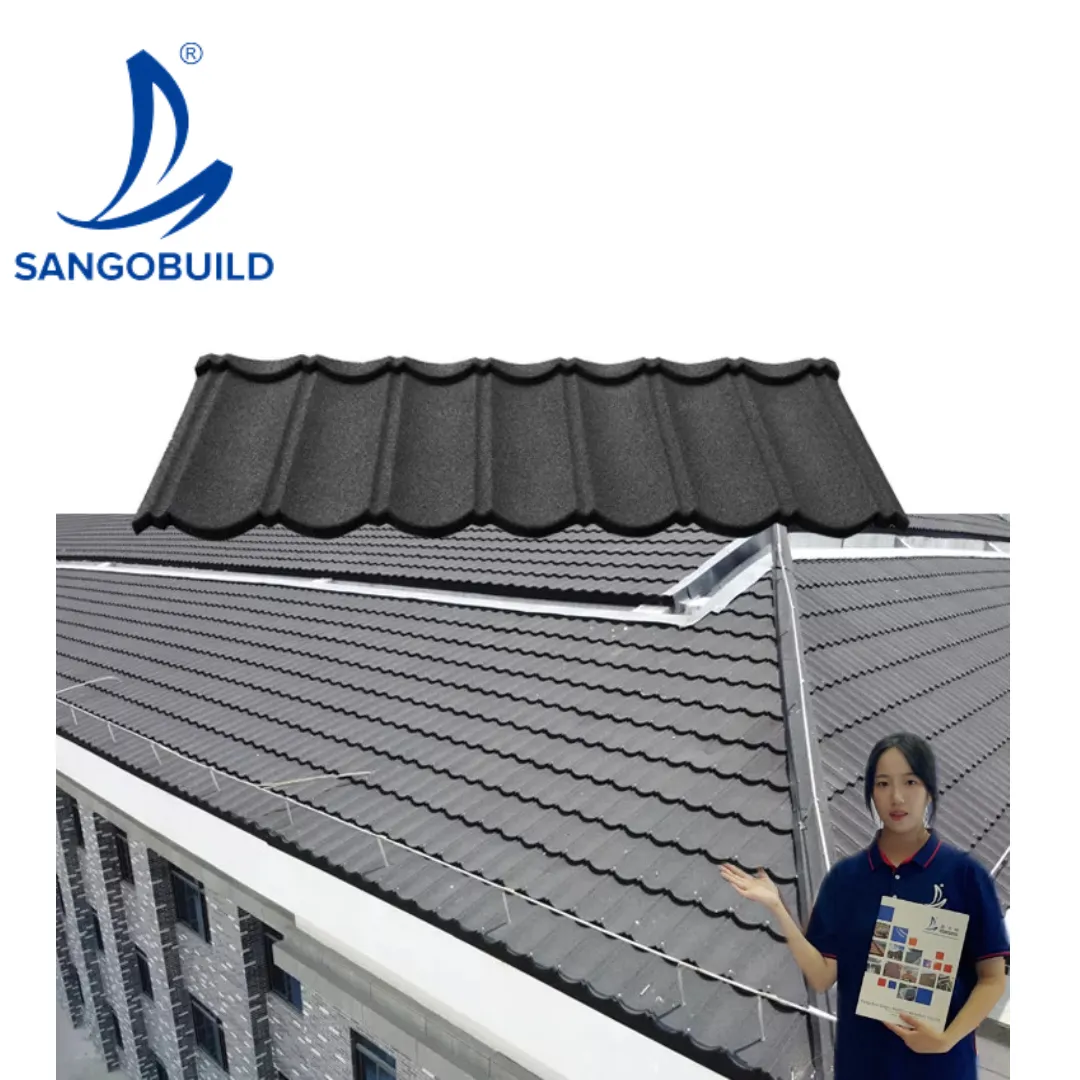 스페인어 깎아 지른 산업 0.45mm 아연 도금 경량 녹슬지 않는 루핑 스틸 시트 가격 아프리카 돌 코팅 금속 지붕 타일