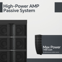 Sistema de Altavoces Line Array RQSONIC LA210, Ocho Altavoces Line Array Pasivos Conmutables Bi-amplificados de 10 Pulgadas con un Soporte de Montaje