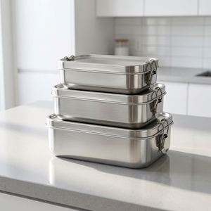 Recipiente de Acero Inoxidable para Preparación de Alimentos con Tapa de Clip Segura, Sellado de Silicona a Prueba de Fugas, Ligero para Viajes - Product Image 3