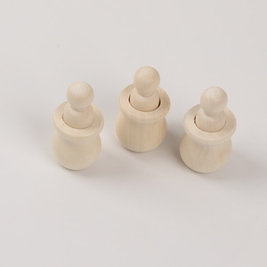Ensemble de poupées en bois, 4 pièces, couleur naturelle, faites à la main, décoration de maison, décoration de salon - Product Image 4