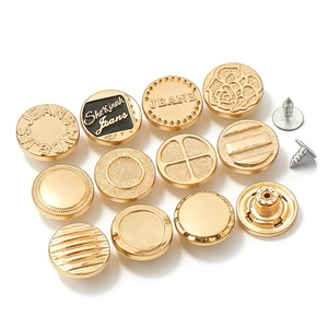 Golden Round Jeans <b>Buttons</b> and Rivets Zamac Custom Brand Logo Pattern Jacket Metal <b>button</b> for Jeans Denim Clothing - Product Image 2